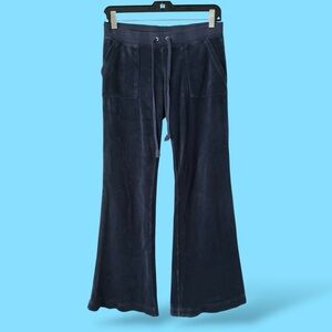 💕RETRO VINTAGE Juicy Couture NAVY BLUE Terry Track Pants Back Snap Pickets • SM